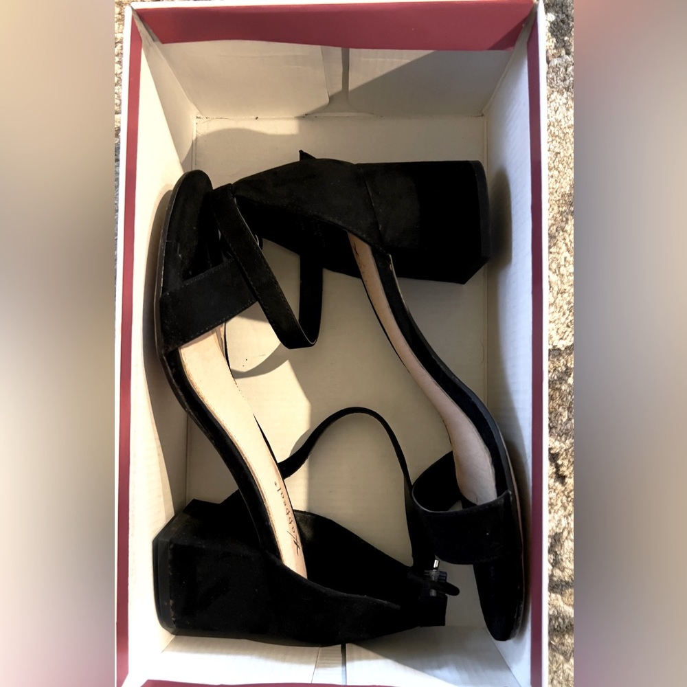 EUC~size 8 black square heels. Only worn once for an event.